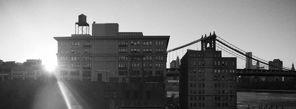 New York City skyline in black and white