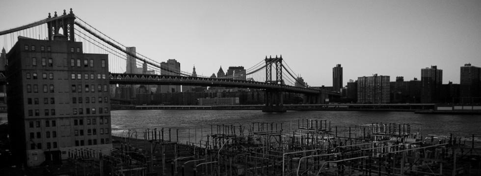 New York City street scene in black and white